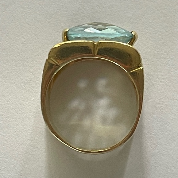 18k Gold Vintage Italian Ring with Aqua - Picture 12 of 15